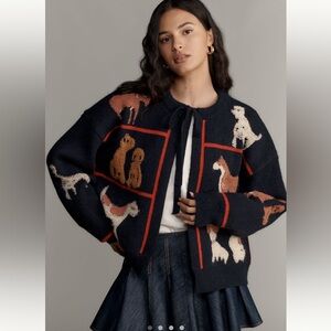 ANTHROPOLOGIE Maeve Dog Cardigan / NWT